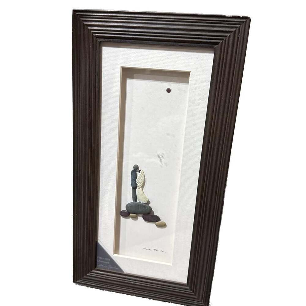 NEW Sharon Nowlan From This Moment Framed Picture 3D Wood & Stone Beach Wedding